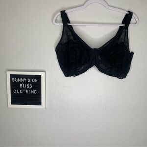 HSIA Black Lace Unpadded Full Coverage Underwire Bra 38I